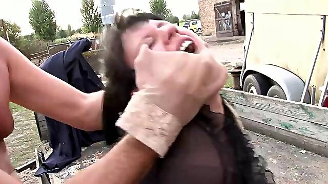 Brunette in Sheer Pantyhose Delivers Outdoor Blowjob Before Intense Doggy Style and Wild Cowgirl