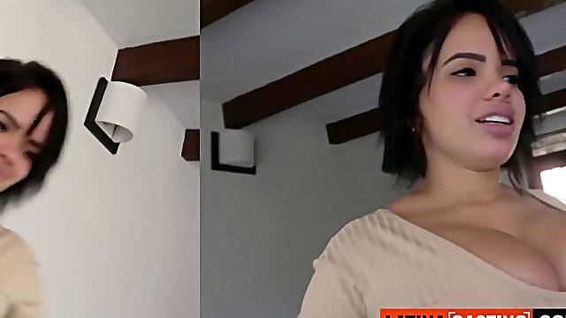 Busty Latina Teen Drops College for Big White Cock