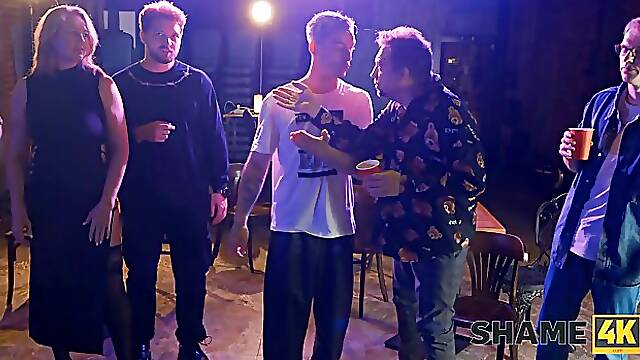 Small tits brunette MILF Sweet Candy gets anally fucked in the bar