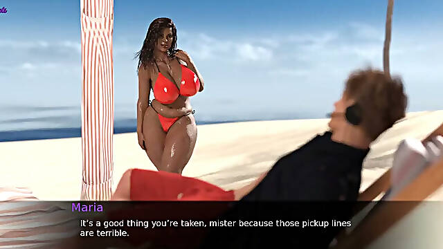 Wet Bikini Wearing Wife in Beach