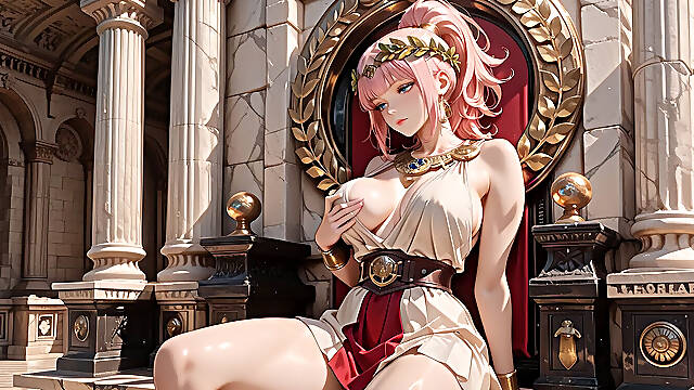 Soaking Lazily in a Grand Stone Bath and Rose Garden, Transitioning From Noble Poses to Intimate Floor Crawling.
